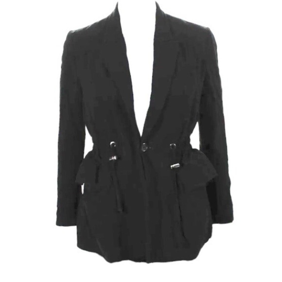 A.L.C. Collins Blazer Jacket Size 2 Black Cinch Waist - Picture 1 of 8